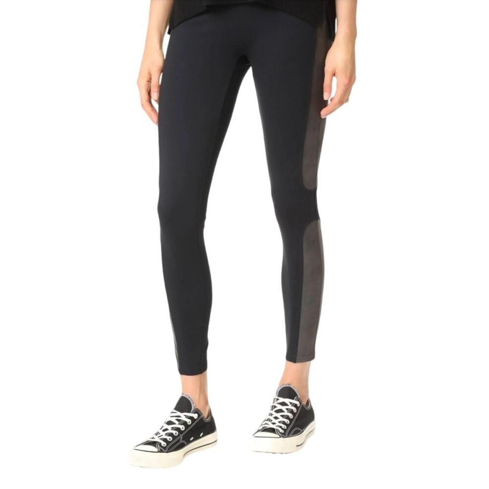 Spanx Large Pants Black Faux Leather panel Ponte Leggings‎ Shapewear #739